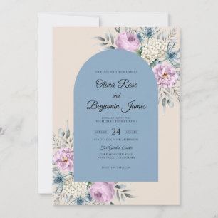 Convites Casamento com Rosa Bege de Hortênsia Azul