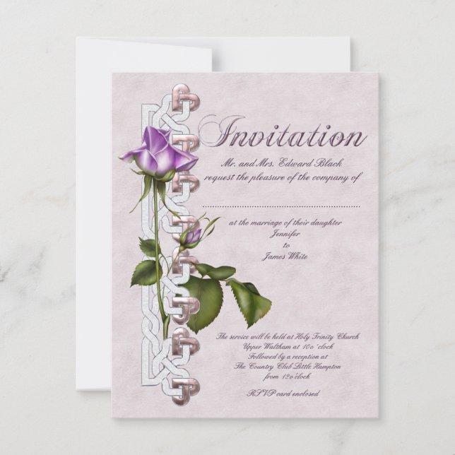 Convites Casamento com Rosa Celta (Frente)