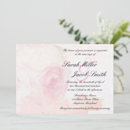 Convites Casamento com Rosa de Blush de Watercolor