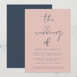 Convites Casamento com Rosa de Marinho Azul- Moderno