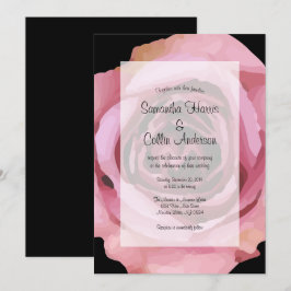 Convites Casamento com Rosa de Primavera Roxo Grande Negrit