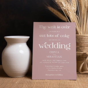 Convites Casamento com Rosa Dusty, Script Minimalista e Eng