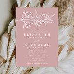Convites Casamento com Rosa Floral Dusty escondido<br><div class="desc">Convites florais elegantes com flores brancas esboçadas e folhas perto do topo do convite com um fundo poeirento de rosa. Personalize o convite de casamento botânico com seus nomes e detalhes de casamento abaixo em letras brancas clássicas. Projetado para coordenar com a nossa coleção de casamento Floral.</div>