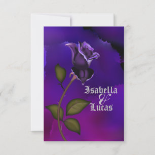 Convites Casamento com Rosa Gótico Roxo Profundo