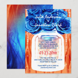 Convites Casamento com Rosas azuis Elegante Fogo e Gelo