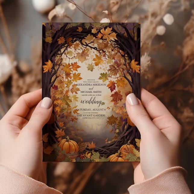 Convites Casamento com Roteiro de Abóbora Floral Boho (Criador carregado)