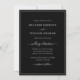 Convites Casamento com Roteiro Preto e Branco