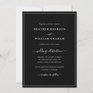 Convites Casamento com Roteiro Preto e Branco