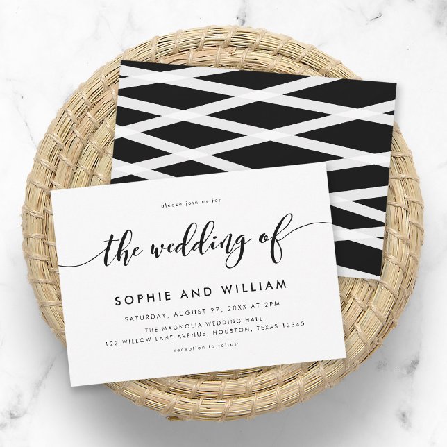 Convites Casamento com Roteiro Relax Preto e Branco (Criador carregado)