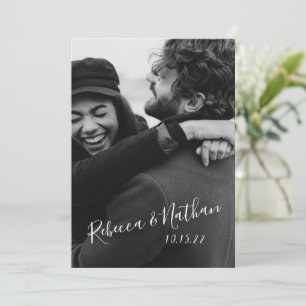 Convites Casamento com Rótulo de Duas Fotos Minimalista Mod