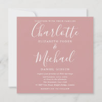 Casamento com Rótulo Minimalista Rosa em Script El