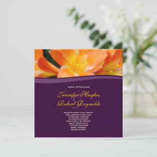 Convites Casamento com Roxo Floral e Laranja