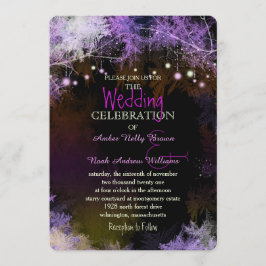 Convites Casamento com Roxo Florestal Starry Evening