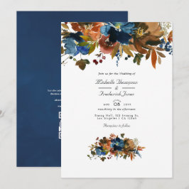 Convites Casamento com RSVP por Código QR Floral em Gengibr