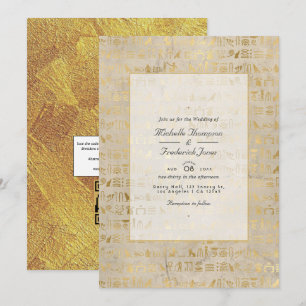 Convites Casamento com RSVP por Código QR Temático Egípcio