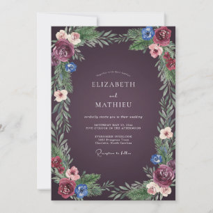 Convites Casamento com Sabugueiro Folhagem Pluma Empoeirada