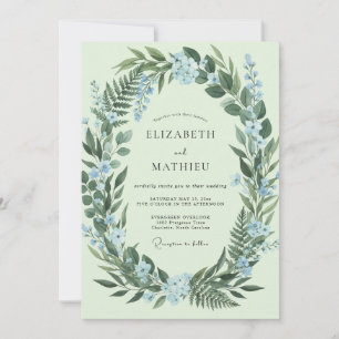 Convites Casamento com Samambaia Azure e Hortelã