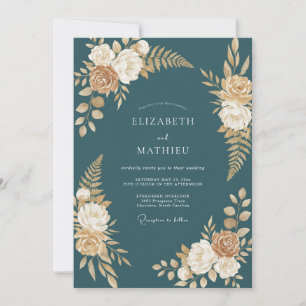 Convites Casamento com samambaia de champanhe Slate