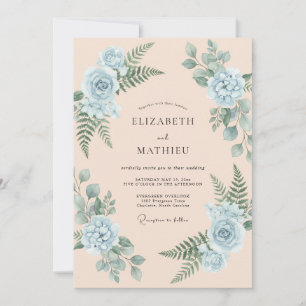 Convites Casamento com Samambaia e Periwinkle Champagne