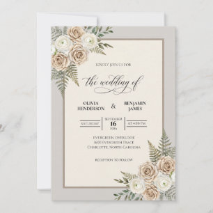 Convites Casamento com Samambaia Salvia Champanhe