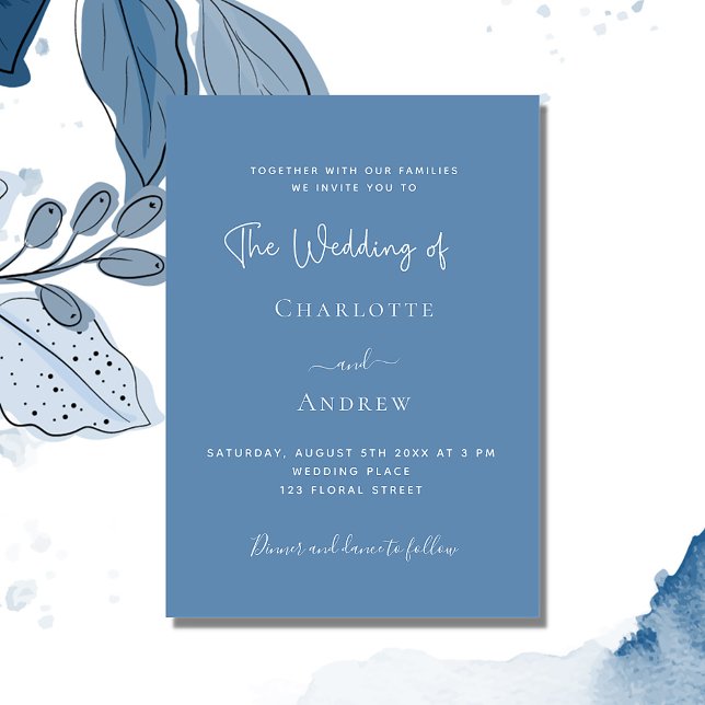 Convites Casamento com script azul Dusty (Criador carregado)