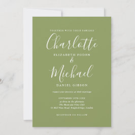 Convites Casamento com Script de Assinatura Elegante Verde 