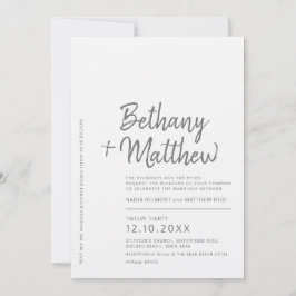 Convites Casamento com script de caligrafia branco de cinza