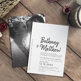 Convites Casamento com script de caligrafia mono minimalist