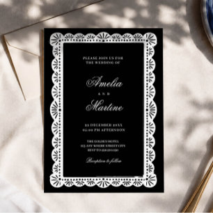Convites Casamento com script de dinheiro antigo preto e br