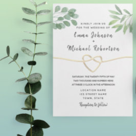 Convites Casamento com Script Elegante de Eucalipto Moderno