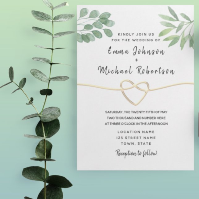 Convites Casamento com Script Elegante de Eucalipto Moderno (Criador carregado)
