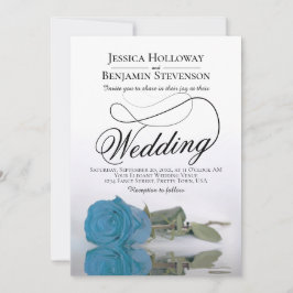 Convites Casamento com Script Rosa Azul Turquoise Elegante