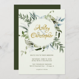 Convites Casamento com Script Verde Moderno Elegante