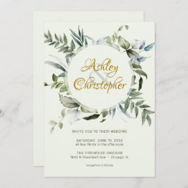 Convites Casamento com Script Verde Moderno Elegante