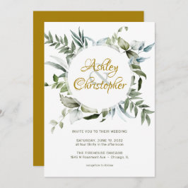 Convites Casamento com Script Verde Moderno Elegante