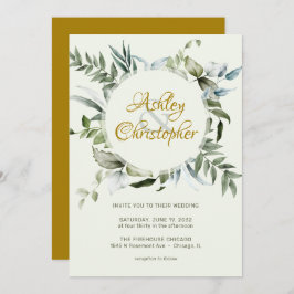 Convites Casamento com Script Verde Moderno Elegante