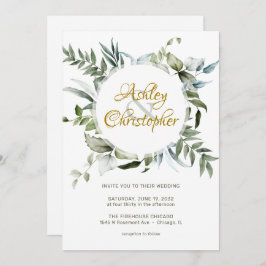 Convites Casamento com Script Verde Moderno Elegante
