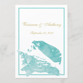 Convites Casamento com Seashell Marinho de ouro e Aqua