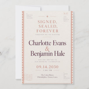 Convites Casamento com Selo Postal Vintage