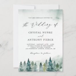 Convites Casamento com Serene Winter Forest Pine Trees