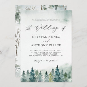 Convites Casamento com Serene Winter Forest Pine Trees