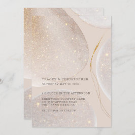 Convites Casamento com Shimmer Dourado Luminoso e Escamudo