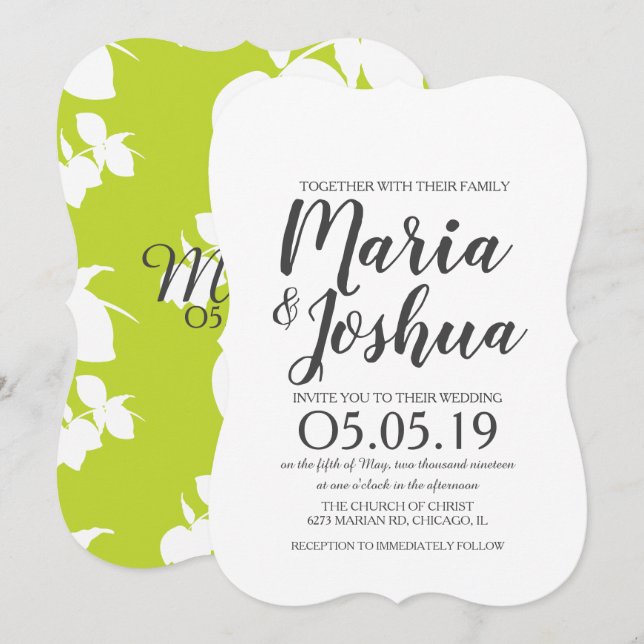 Convites Casamento com Silo de Limão Verde Brilhante Fresco (Frente/Verso)
