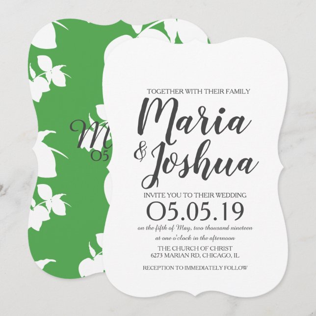 Convites Casamento com Silo de Limão Verde Fresco e Brilhan (Frente/Verso)