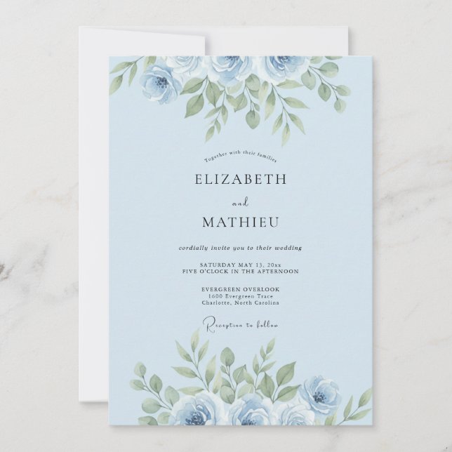 Convites Casamento com Spray Folhoso de Vinca (Frente)