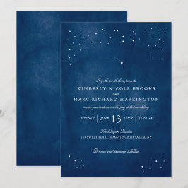 Convites Casamento com Star Blue Watercolor