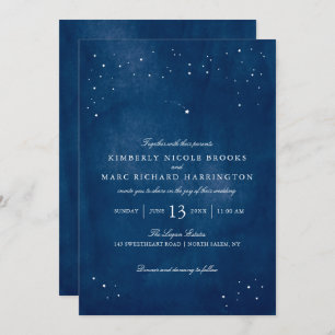 Convites Casamento com Star Blue Watercolor