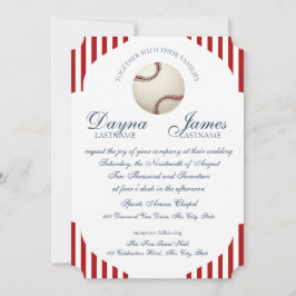 Convites Casamento com Stripes de Baseball Park
