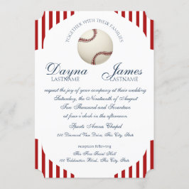 Convites Casamento com Stripes de Baseball Park