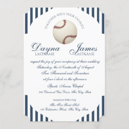 Convites Casamento com Stripes de Baseball Park